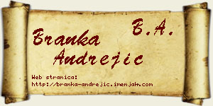 Branka Andrejić vizit kartica